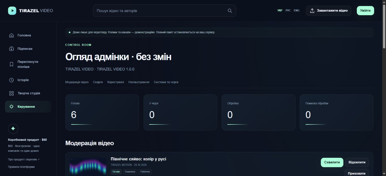 TIRAZEL VIDEO — Власна відеоплатформа